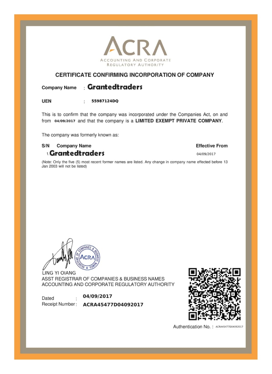 granted Traders   CERTIFICATE